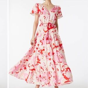 Elliatt Red Pink Floral Dress Size M